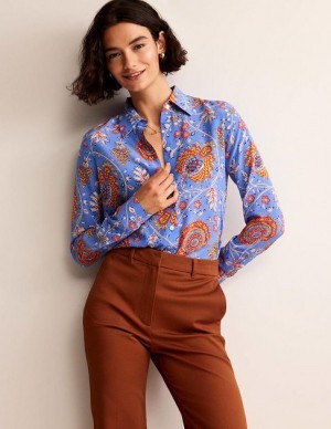 Azure Women's Boden Sienna Silk Shirts | 23164GPVJ