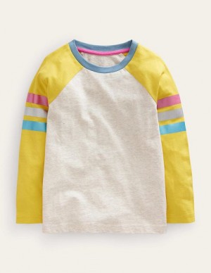 Beige Kids' Boden Colourblock Raglan T-Shirt | 15078QKDN