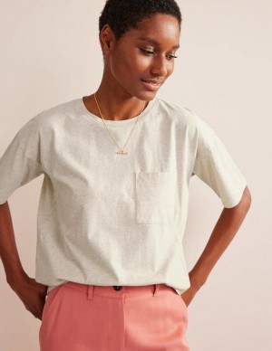 Beige Women's Boden Oversized Washed T-Shirt | 61429CISD