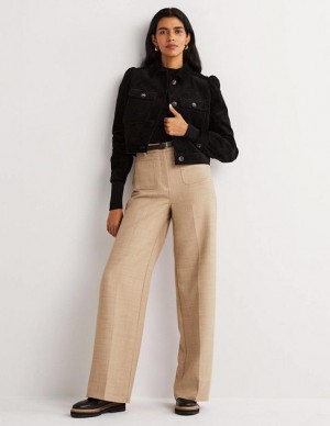 Beige Women's Boden Wide Leg Patch Pocket Pants | 41503QWGV