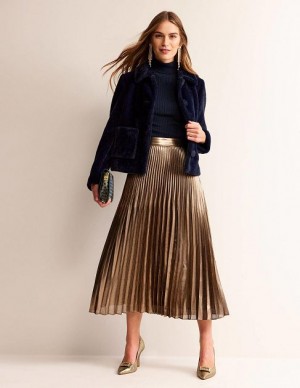 Black Gold Women's Boden Gold Metallic Skirts | 06837QWEF