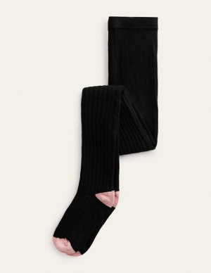 Black Kids' Boden Ribbed Tights | 18207CXIN