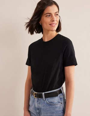 Black Women's Boden Cotton Crew Neck T-Shirt | 96428HNDG