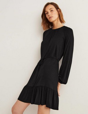 Black Women's Boden Crew Neck Jersey Mini Dress | 63421ATUZ