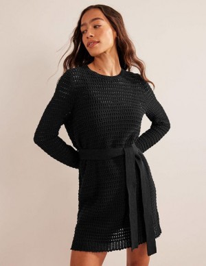 Black Women's Boden Crochet Knitted Dress | 39075TJEK