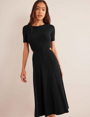 Black Women's Boden Cut Out Midi Dress | 81926HREO