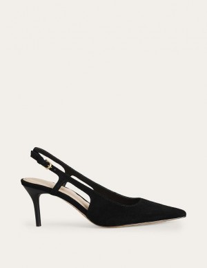 Black Women's Boden Cut-out Sling Back Heels | 89754SYTZ