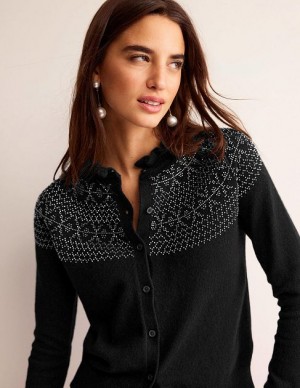 Black Women's Boden Embellished Yoke Cardigan | 60873TDKQ