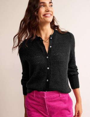 Black Women's Boden Fluffy Textured Cardigan | 62840FRBG