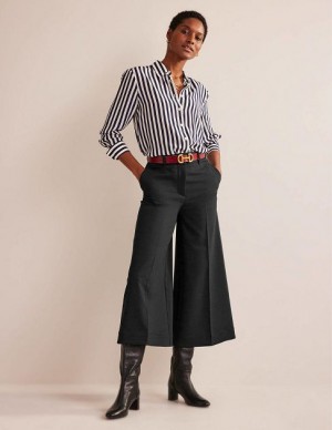 Black Women's Boden Fluid Wide-leg Culottes Skirts | 47801HYWZ