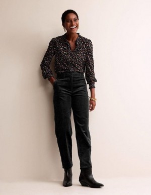 Black Women's Boden Kew Corduroy Pants | 29416JOVY