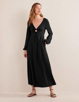 Black Women's Boden Keyhole Jersey Maxi Dress | 17984CHTZ