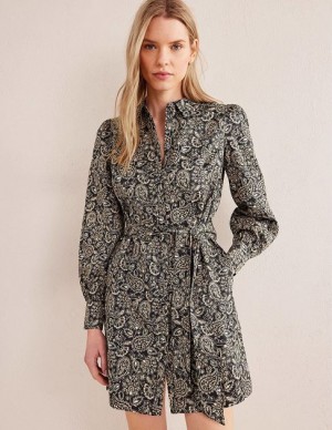 Black Women's Boden Laura Jersey Shirt Dress | 26594JRKI