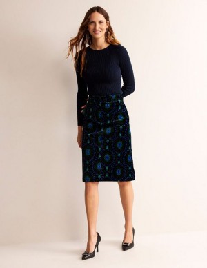 Black Women's Boden Margot Velvet Skirts | 86345LBOF