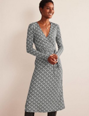 Black Women's Boden Nina Jersey Midi Dress | 58716GRHS