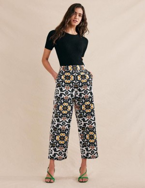 Black Women's Boden Printed Crop Pants | 82071DFTI