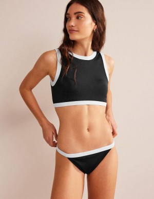 Black Women's Boden Racer Crew Neck Bikini Tops | 12835QPOI