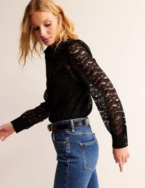 Black Women's Boden Romantic Lace Shirts | 87693LNKW