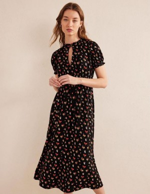 Black Women's Boden Rosanna Jersey Midi Dress | 29368NJHP