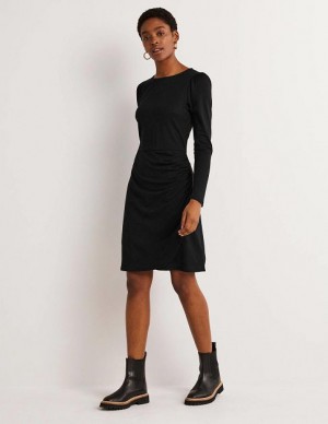 Black Women's Boden Ruched Jersey Mini Dress | 61940YZTQ