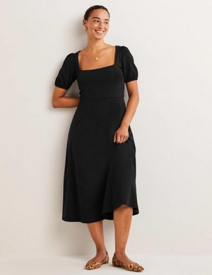 Black Women's Boden Short Sleeve Jersey Midi Dress | 69301GJBA