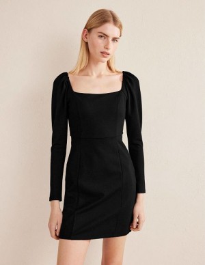 Black Women's Boden Square Neck Jersey Mini Dress | 95036FDTP