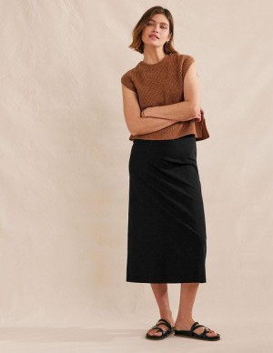 Black Women's Boden Straight Jersey Skirts | 68705CUHT