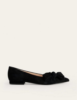 Black Women's Boden Suede-bow Flats | 45982VECU