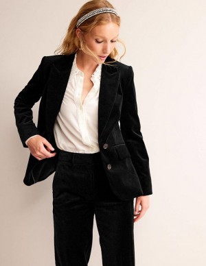 Black Women's Boden The Marylebone Velvet Blazers | 53689TQYE