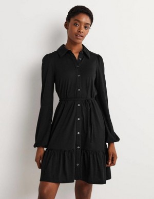 Black Women's Boden Tiered Jersey Shirt Mini Dress | 34508UBAK