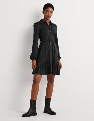 Black Women's Boden Tiered Jersey Shirt Mini Dress | 73418FYKG