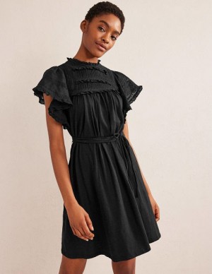 Black Women's Boden Trim Detail Jersey Mini Dress | 60418REPH