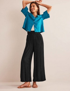 Black Women's Boden Vacation Wide Leg Pants | 08264OQUV