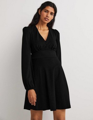 Black Women's Boden V-neck Jersey Dress | 06342QPMR