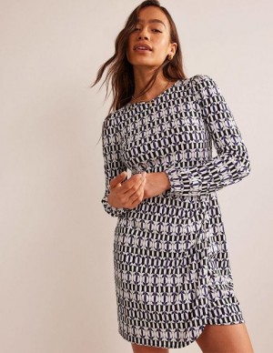 Black Women's Boden Wrap-effect Jersey Mini Dress | 17235FCWZ