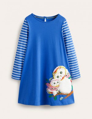 Blue Kids' Boden Big Appliqué Dress | 53426UYLT