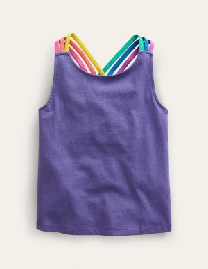 Blue Kids' Boden Coloured Strap Tanks | 86039WKLC