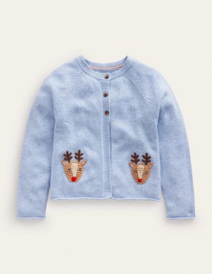 Blue Kids' Boden Festive Crochet Cardigan | 70342IBRJ