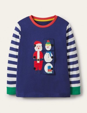 Blue Kids' Boden Festive Flipbook T-Shirt | 87015YCAZ