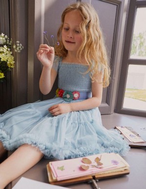 Blue Kids' Boden Full Tulle Corsage Dress | 82035HWZK