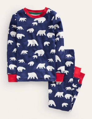 Blue Kids' Boden Single Glow-in-the-dark Pajamas | 04186PDVT