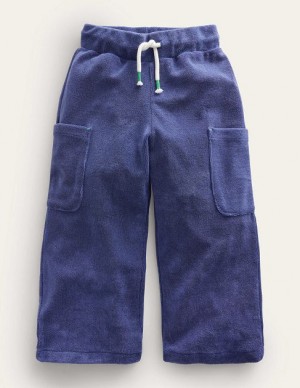 Blue Kids' Boden Towelling Cargo Pants | 06534GPOK