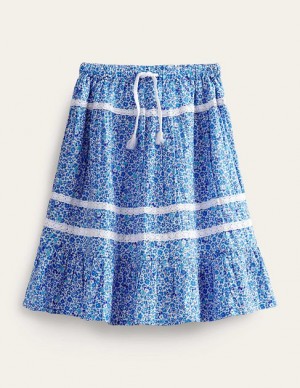 Blue Light Turquoise Kids' Boden Interest Lace Skirts | 17865SOMZ