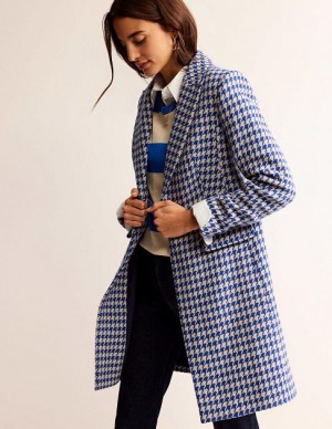 Blue White Women's Boden Canterbury Printed Coats | 21947LAXT