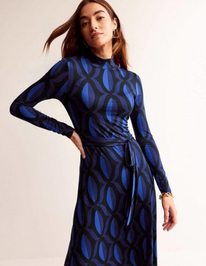 Blue Women's Boden Alberta Jersey Midi Dress | 86730NMEH