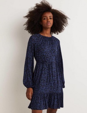 Blue Women's Boden Crew Neck Jersey Mini Dress | 61847HWOD