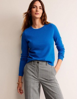 Blue Women's Boden Eva Cashmere Crew Neck Sweaters | 35968XPTE