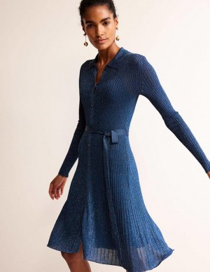 Blue Women's Boden Faye Sparkle Knitted Dress | 47036JUMO