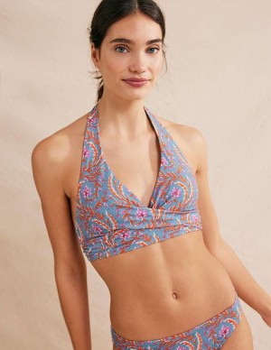 Blue Women's Boden Levanzo Halter Bikini Tops | 43567ZUTK