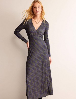 Blue Women's Boden Long Sleeve Jersey Dress | 79148RPEY